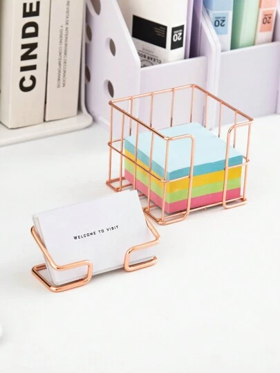 铁格桌面记事本收纳盒金属卡片收纳盒家庭办公桌收纳盒适合家庭书房办公室桌面收纳