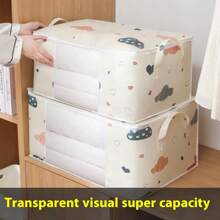 3pcs Large Capacity Fabric Storage Boxes With Reinforced Handles, Suitable For Blankets & Bedding, Foldable With Sturdy Zippers, Transparent Windows, Great For, Halloween, Thanksgiving, Easter Gifts Love Valentine - Cloud Storage Box - View 7