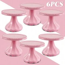 Juego de 3 piezas/6 piezas Soporte mini para cupcakes, portador de cupcakes de plástico, plato de servir para decoraciones de fiesta de boda, cumpleaños, decoraciones de fiesta rosa, soporte para pastel para decoraciones de Navidad, baby shower, boda, suministros para fiesta de boda, decoraciones de boda, accesorios de boda, soporte para tarta de boda
