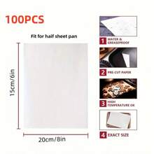 50/100/200pcs Parchment Paper Baking Paper 6*8 Inches, Precut Non-Stick Parchment Paper For Baking, Cooking, Grilling, Frying And Steaming - Unbleached, Kitchen Gadgets, Kitchen Accessories, Home Kitchen Items