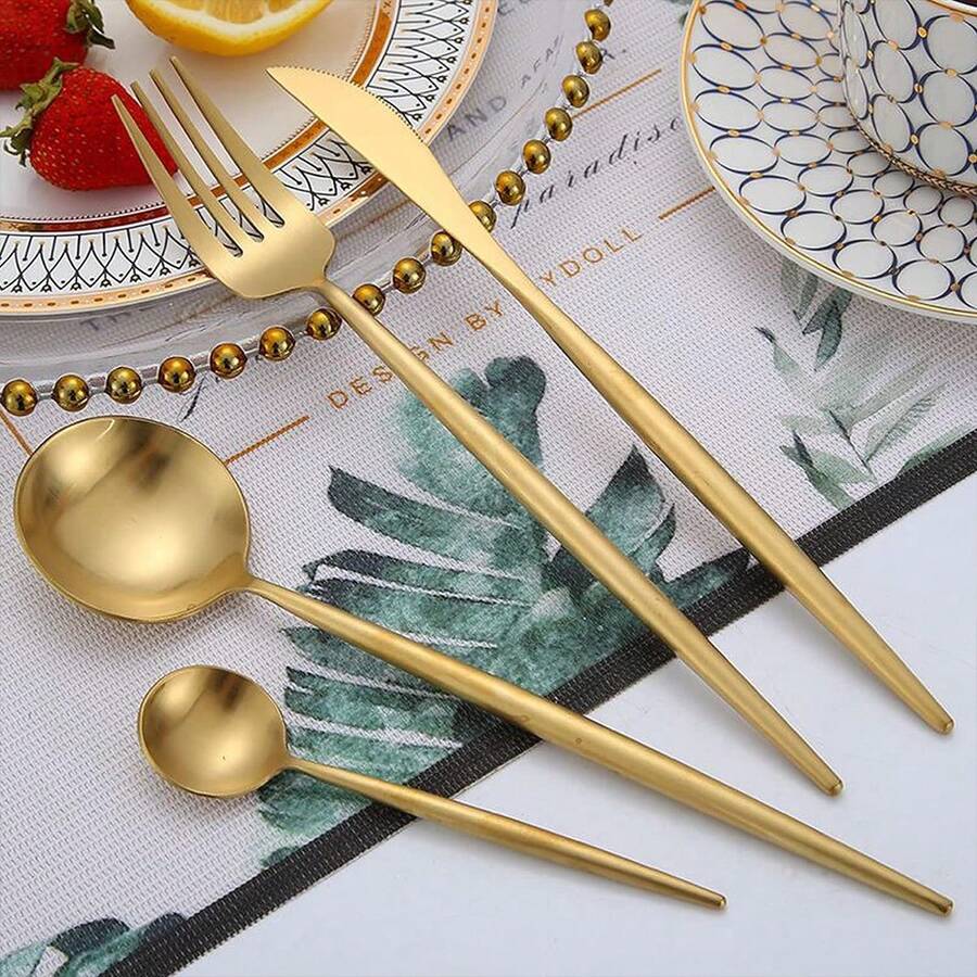 Modus Cutlery Set Kit 24 Pieces Gold Stainless Steel With Box - 金色 - 查看 1