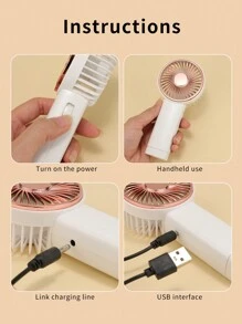 1入組可充電手持式風扇，單速控制，適用於戶外，附帶掛繩 - 漸層色 - 查看 6