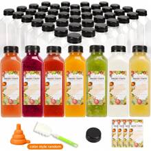 100pcs Plastic Bottles With Caps, 16oz Juice Bottles, Juice Bottles With Caps With Black Caps Juice Bottles With Label, Funnel And Brush Beverage Containers For Juicing, Smoothies, Tea, Milk - Trong sáng - Xem 1