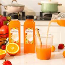100pcs Plastic Bottles With Caps, 16oz Juice Bottles, Juice Bottles With Caps With Black Caps Juice Bottles With Label, Funnel And Brush Beverage Containers For Juicing, Smoothies, Tea, Milk - Trong sáng - Xem 5