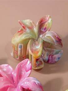 2024 Fashion, Two-Tone Marble Fresh Hair Claws, Lady Hair Grips. Piranha De Florhair Clip Hair Jaw Clip Hair Clamps