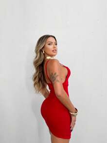 Women Short Dresses - 紅色 - 查看 2