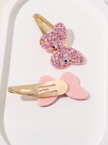 6入組兒童閃粉蝴蝶彩色頭飾，BB夾，劉海夾 - 彩色 - 查看 2