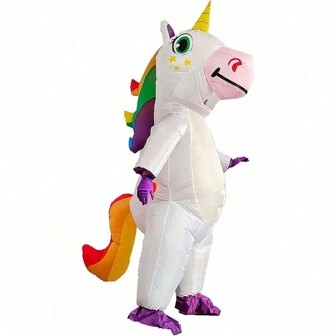 充气独角兽服装成人儿童彩虹万圣节服装男女成人狂欢节吉祥物普珥节圣诞节角色扮演