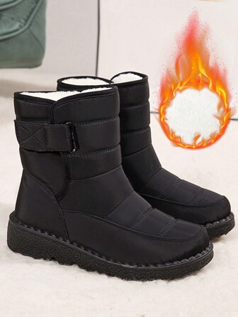 Winter Women's Short Snow Boots, Thickened And Warm, Round Toe, Plus Size 36-45, Anti-Slip With Thickened And Plus-Size Flat Heels