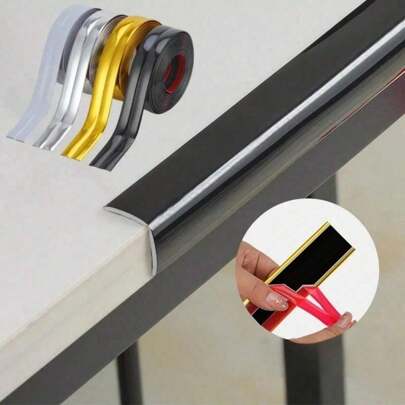 Tira de vedação de azulejos à prova d'água de 3 metros em PVC - adesivo removível e colável - Bordas decorativas duráveis e fáceis de instalar com acabamento em ouro e prata glamouroso para cantos de casa e hotel