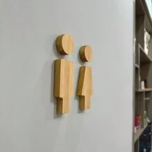 6.3 英寸北欧风格男女浴室标志，背面带自粘性，易于安装，可爱的日式木制厕所标志，适用于浴室、洗手间和更衣室，是最佳礼物 - 多色 - 查看 4