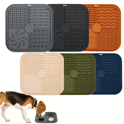 1/2pcs Square Dog Lick Mat, Silicone Slow Feeder Dog Bowl Mat With Suction Cup, Dog Training Pad