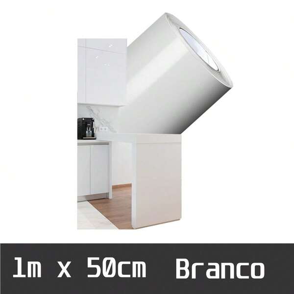Película Adesiva Vinil 1m x 50cm Branco Envelopamento móveis, a prova d'agua