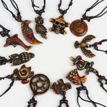 10 pièces/pack Colliers pendentifs en résine vintage avec tortue cool, aigle et dauphin, parfaits pour le port quotidien, les voyages, les fêtes et les cadeaux pour hommes