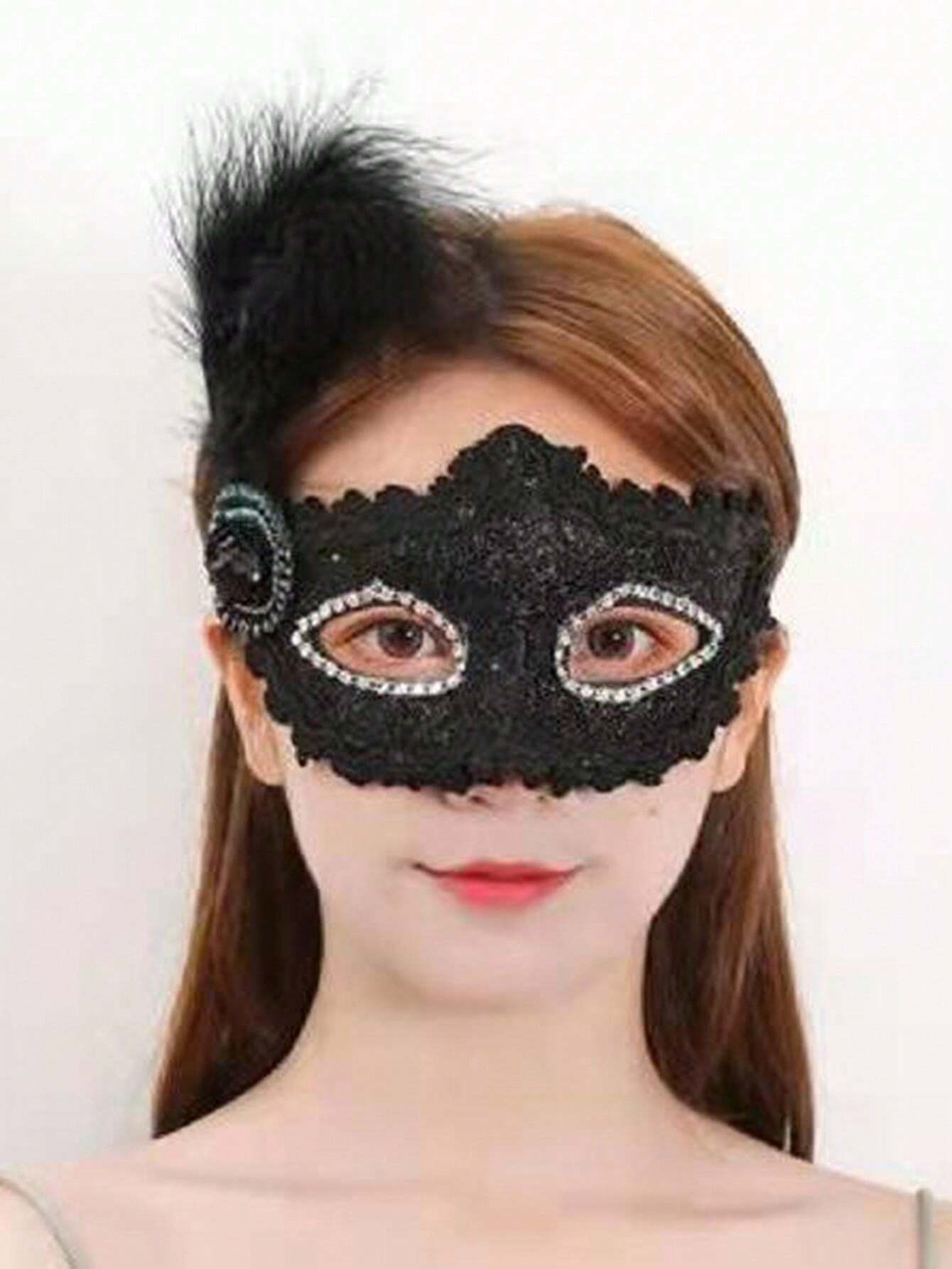 Party Mask4 Trendy Festival Party Masquerade Mask, Half Face With Feather ...