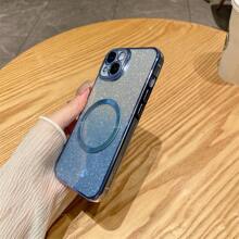 Apfel funkelndes elegantes MagSafe kabelloses Ladegerät Schutzsatz mit magnetischer Anziehungskraft Kompatibilität kompatibel mit Huawei/Honor Smartphones, beinhaltet Schutzhülle. Kompatibel mit Honor 200 Lite X6B, Honor 90 Smart X7B, X8B und X9B. Schutzhülle, modisches farbiges funkelndes weiches galvanisiertes Gehäuse, stoßfeste Schutzhülle.