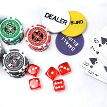 Poker Case Poker Set 500 Chips Poker Chips Poker With 3 Dealer Buttons, 5 Dice, 2 Keys, 2 Poker Decks, 1 Aluminum Poker Case For Party Game Texas Hold'em Poker CEEDIR - 黑色 - 查看 8