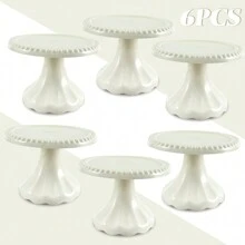 Juego de 3 piezas/6 piezas Soporte mini para cupcakes, portador de cupcakes de plástico, plato de servir para decoraciones de fiesta de boda, cumpleaños, decoraciones de fiesta rosa, soporte para pastel para decoraciones de Navidad, baby shower, boda, suministros para fiesta de boda, decoraciones de boda, accesorios de boda, soporte para tarta de boda
