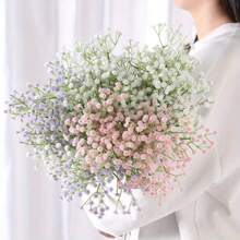 3 件优质真实触感人造满天星花 - 抗氧化、持久、逼真的婚礼、生日、新娘送礼会、家庭、办公室、户外花园和庭院装饰品 - 不含花瓶 - 彩色 - 查看 9