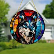 1 Stück, Hundemotiv Glasmalerei Sonnenfänger, Hunde Wandhänger Ornament Panel Dekoration, Geburtstagsgeschenk für Großmutter Tierliebhaber, Anhänger Dekor Ornament, Szenendekor, Raumdekoration, Heimdekoration, Fensterdekor Anhänger, Feiertagsdekor, Auswahl aus verschiedenen Hundearten wie Charlie King Hund, Berner Sennenhund, Pudel, Husky, Bulldogge