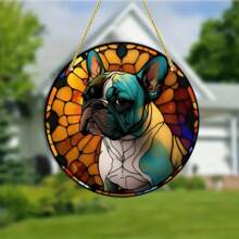 1 Stück, Hundemotiv Glasmalerei Sonnenfänger, Hunde Wandhänger Ornament Panel Dekoration, Geburtstagsgeschenk für Großmutter Tierliebhaber, Anhänger Dekor Ornament, Szenendekor, Raumdekoration, Heimdekoration, Fensterdekor Anhänger, Feiertagsdekor, Auswahl aus verschiedenen Hundearten wie Charlie King Hund, Berner Sennenhund, Pudel, Husky, Bulldogge