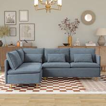 91'' Modular L-Shaped Corner Sofa With Movable Chaise Facing Left/Right,  Linen Sectional Couch For Livng Room - 灰色 - 查看 1