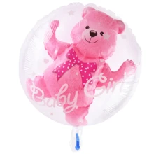 1PC 19-Inch Pink/Blue Bear Balloon Transparent Gender Debunking Bear Foil Balloons For 1st Birthday Party Helium Balloon Gender Reveal Decoration,Christmas