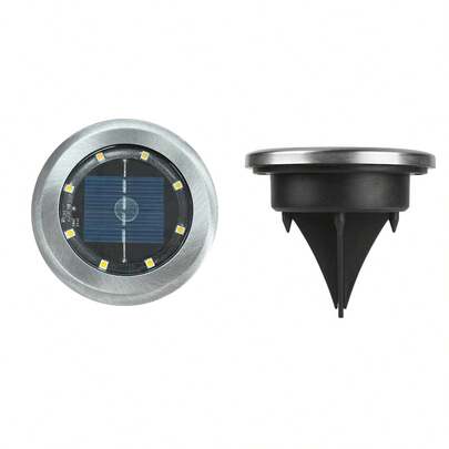 8/12pcs Mini Solar 8LED Underground Light, Outdoor Stainless Steel Ground Solar Light, IP65 Waterproof Outdoor Solar Street Light, Solar Lawn Underground Light, Street Light, Night Light, Small And Cute, Decorative Garden, Villa, Garden, Lawn, Road, Pedestrian Path, Lane, Solar Landscape Light, Can Also Be Used As An Atmosphere Decoration Light For Christmas And Halloween., Solar Lights Outdoor