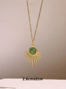 1 Máy Tính Xanh Đá Tự Nhiên Mặt Dây Chuyền Vòng Cổ Rỗng Mắt Vàng Charm Vintage Cổ Cho Nữ Trang Sức Inox Tặng Mới - Nhiều màu - Xem 18