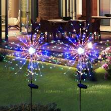 Luces tipo fuegos artificiales solares para jardín, impermeables, estacas de arte solar con iluminación intermitente para decoración exterior, 60 luces tipo fuegos artificiales solares para decoración de patio, sendero y fiesta