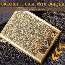 Metal Cigarette Case Double Sided Spring Clip Open Pocket Holder With Electric Lighter For 85mm Cigarettes Case Holder,King Size,Protective Security Wallet For Men And WOM - Multicolor - View 4