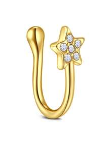 CIZME 1PC Fake Nose Ring CZ African Nose Cuffs Gold Faux Septum Nose Rings Clip On Nose Jewelry For Woman Non Pierced Jewelry, Multi-Style Fake Nose Rings For Women African Nose Cuff Non Piercing Nice Gift For Her On Birthday/Valentine's Day/Christmas, Fake Septun Fake Nose Ring