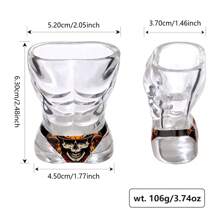 1pc/2pcs/4pcs Black Muscle Man/Red Bikini Skull Themed Shot Glass, Fun Barware & Cocktail Glass, Whiskey Glass, Wine Glass, Kitchenware, Christmas Gift, Halloween Gift, Birthday Gift, Liquor Lovers Gift, Couples Gifts, Corporate/Party Favor, Bartender Gift, Drinking Accessories, Universal Gift Halloween Decoration - Multicolor - View 3