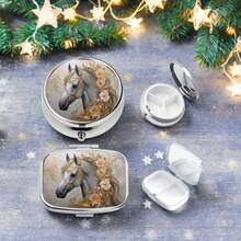 2pcs Round And Square Decorative Pill Box - Travel Metal Storage Box, Safe And Reliable, Simple And Convenient, Exquisite Pattern, Perfect Gift - Multicolor - View 19