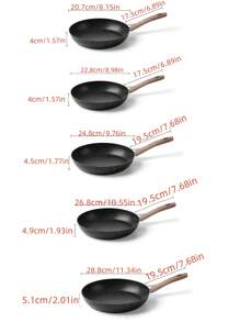 1 bucată tigaie pentru friptură, tigaie groasă antiaderentă, potrivită pentru gătit acasă, clătite, omletă, ușor de curățat, potrivită pentru plite pe gaz și cu inducție - Negru - Vizualizare 5