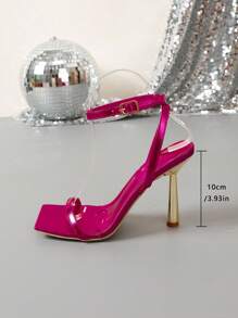 Fashionable & Elegant Women's High Heel Strap Sandals - Hot Pink - View 5