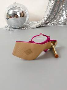 Fashionable & Elegant Women's High Heel Strap Sandals - Hot Pink - View 4