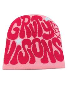 1 件 Y2K 风格大胆哥特式提花针织帽，柔软舒适的便帽，适合户外骑行、旅行、滑雪和街头秋季装扮 - A - 查看 9