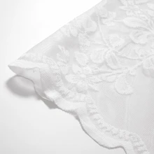 1pc Korean Style Floral Lace Sheer Curtain, Ready-Made, Simple Design, Partition, Balcony, Voile - White - View 5