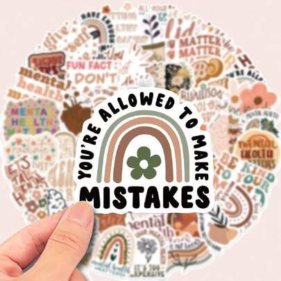 50pcs Bohemian Style Self-Motivation English Graffiti Stickers For Personalized Decoration, Guitar, Notebook, Luggage, Computer, Motorcycle, Skateboard Back To School