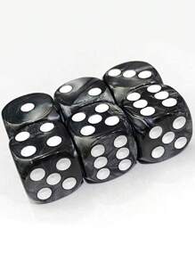 Kit 6 Pcs Dice For Living Room Game Red White Transparent Colored Marbled 6 Sides - màu đen - Xem 2