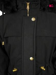 Chamarra Moderna Abrigo Niña Juvenil Moda - Negro - Ver 5