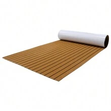 YUNRUX 240 x 60 x 0,6 cm Alfombrilla autoadhesiva para suelo de yate, cubierta para barco, marrón con costura negra, alfombrilla para suelo de yate para autocaravana, fácil de limpiar e instalar
