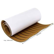 YUNRUX 240 x 60 x 0,6 cm Alfombrilla autoadhesiva para suelo de yate, cubierta para barco, marrón con costura negra, alfombrilla para suelo de yate para autocaravana, fácil de limpiar e instalar