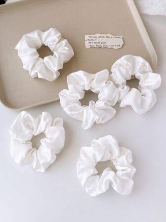 Set de 5 piezas de accesorios para el cabello estilo Mori, con lazos de satén y scrunchies anchos de estilo retro y salvaje para mujer, accesorios casuales para coleta