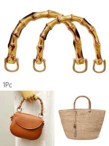 1 chiếc quai xách giả tre hình chữ U thời trang, phụ kiện tự làm quai ví, túi móc, túi rơm, quai thay thế cho túi xách đan. - Nhiều màu - Xem 3