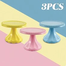 Juego de 3 piezas/6 piezas Soporte mini para cupcakes, portador de cupcakes de plástico, plato de servir para decoraciones de fiesta de boda, cumpleaños, decoraciones de fiesta rosa, soporte para pastel para decoraciones de Navidad, baby shower, boda, suministros para fiesta de boda, decoraciones de boda, accesorios de boda, soporte para tarta de boda