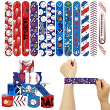 36 piezas Pulseras de presión con elementos de béisbol, pulseras deportivas tipo slap con tema de béisbol para regalos de fiesta de béisbol y cumpleaños