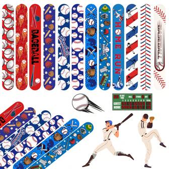 36pcs Snap Bracelets Wristbands With Baseball Elements Sport Slap Bracelets Baseball Theme For Baseball Party Favors Birthday Gifts