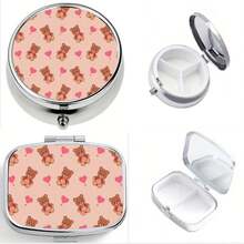 2pcs Round And Square Decorative Pill Box - Travel Metal Storage Box, Safe And Reliable, Simple And Convenient, Exquisite Pattern, Perfect Gift - Multicolor - View 29